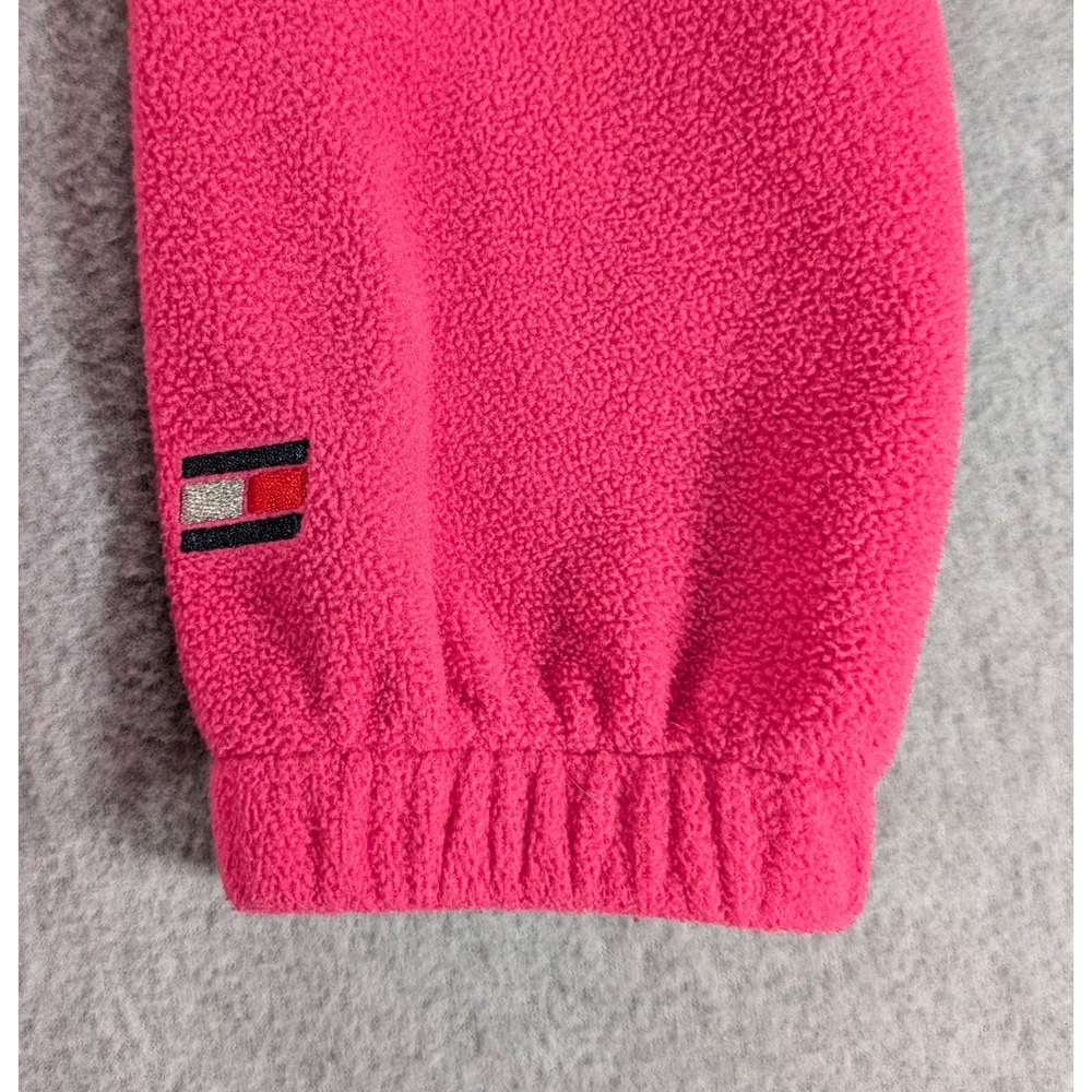 Tommy Hilfiger Sport Pink Navy Fleece Quarter Zip Hoodie Reflective Women Small - Picture 6 of 7